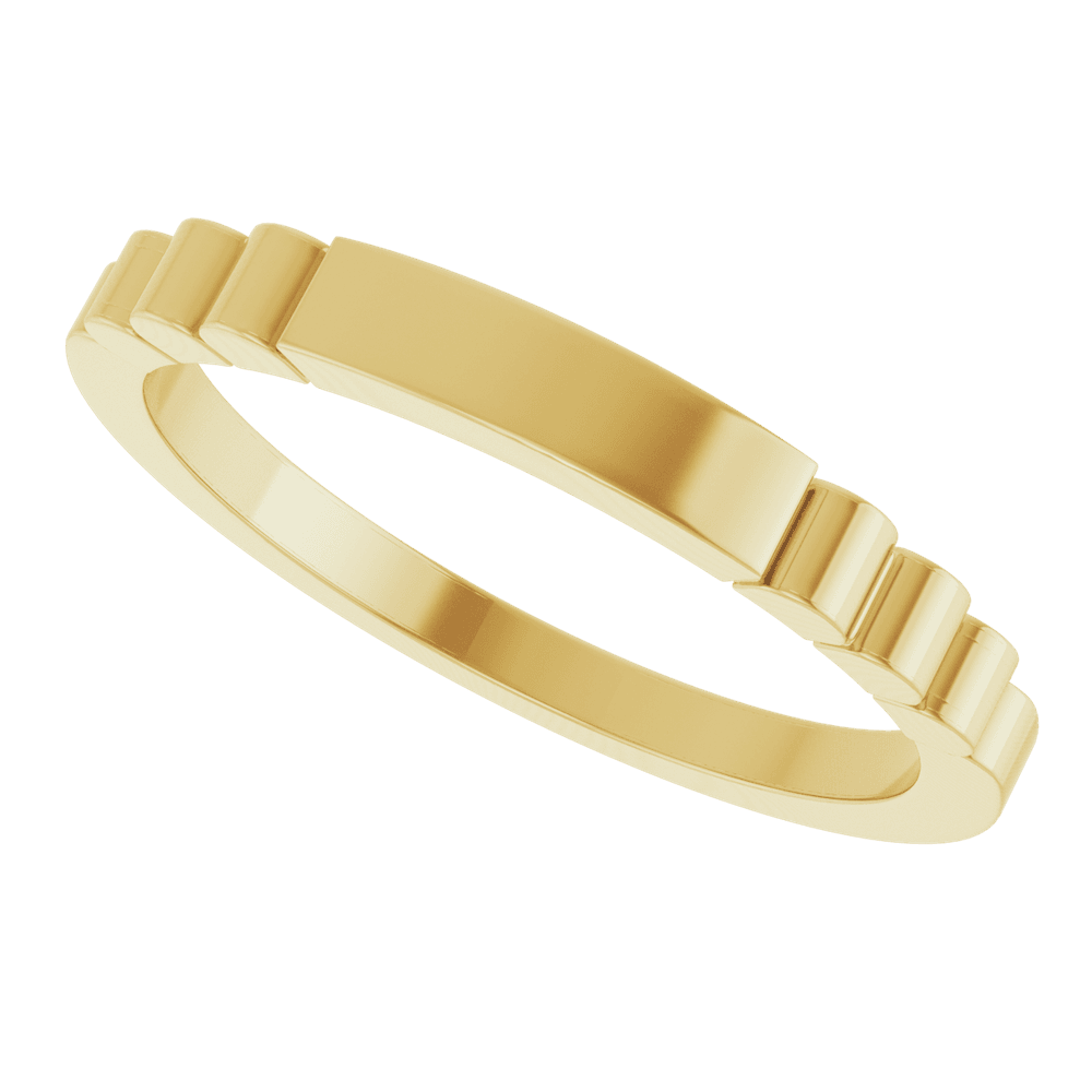 14K Gold Engravable Signet Ring with Contemporary Fluted Detail