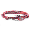 Multilayer twisted nautical rope bracelet with a copper anchor hook clasp