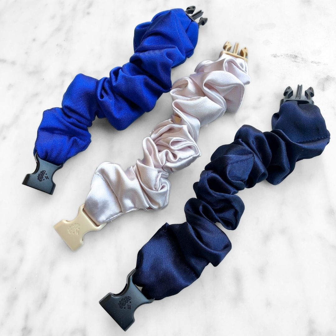 3-Pack Winter Wonderland Hair Scrunchies - Blue and White Satin