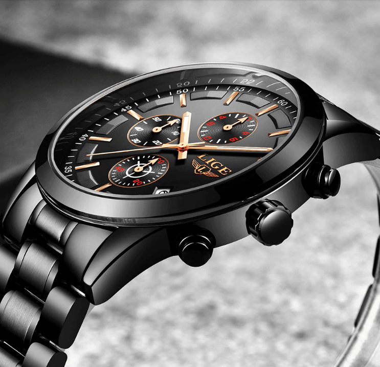 Men's Waterproof Chronograph Watch with Date Display & Luxury Dial