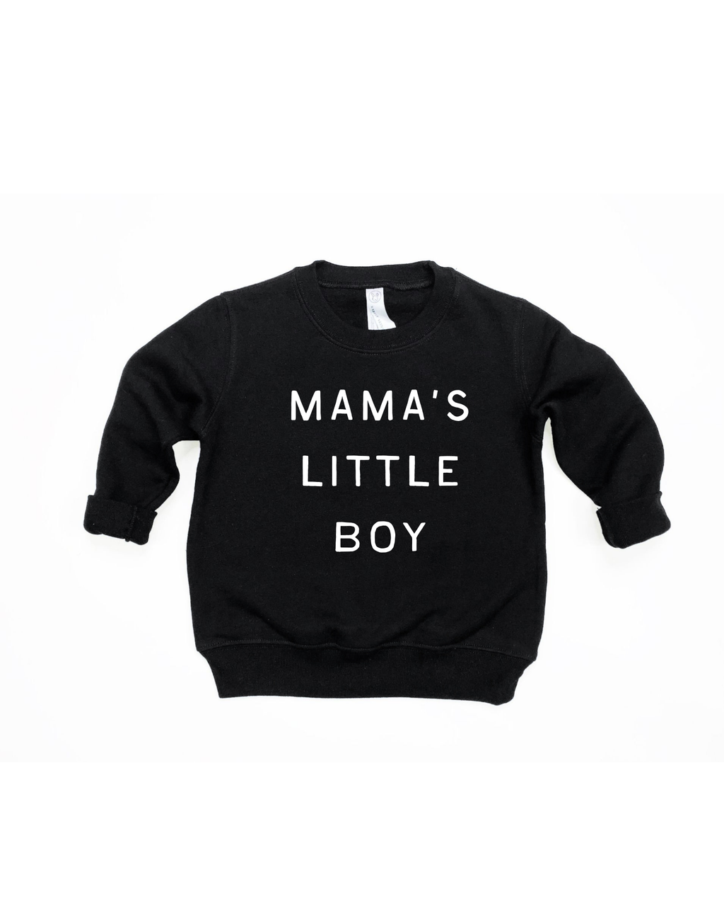 Child wearing a Mama's Little Boy minimalist cotton top in white