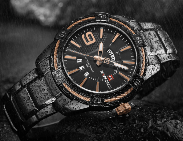 Men's Waterproof Chronograph Watch with Date Display - Modern Metal