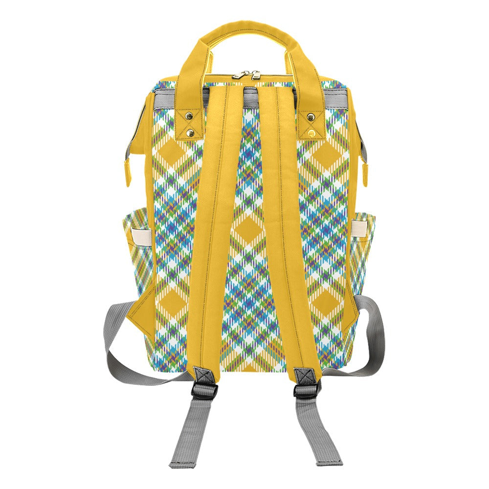 Yellow Plaid Multi-Function Backpack for School Travel and Daily - Image 2