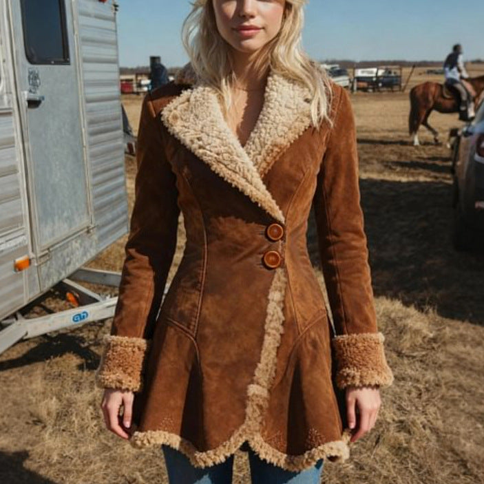 Women's Thick Fleece Fur Lined Winter Coat with Faux Fur Trim - Image 3
