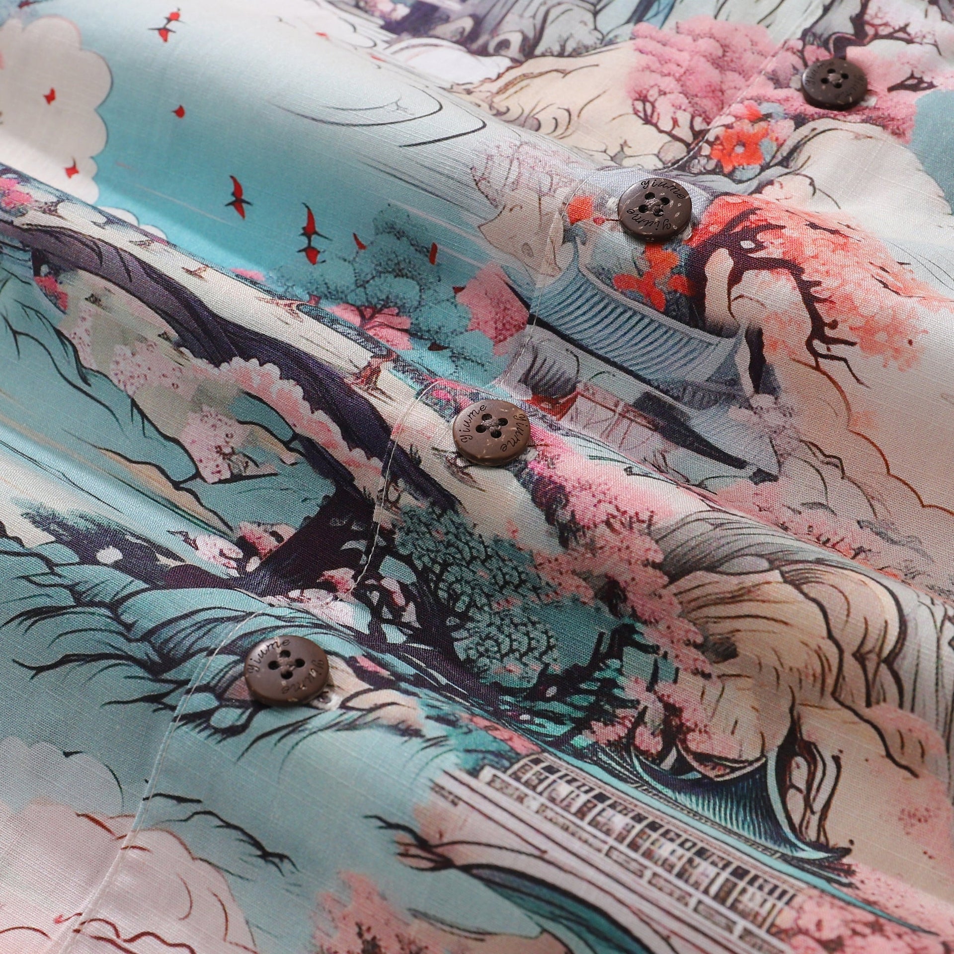 Wonderland Print Short Sleeve Hawaiian Camp Collar Shirt