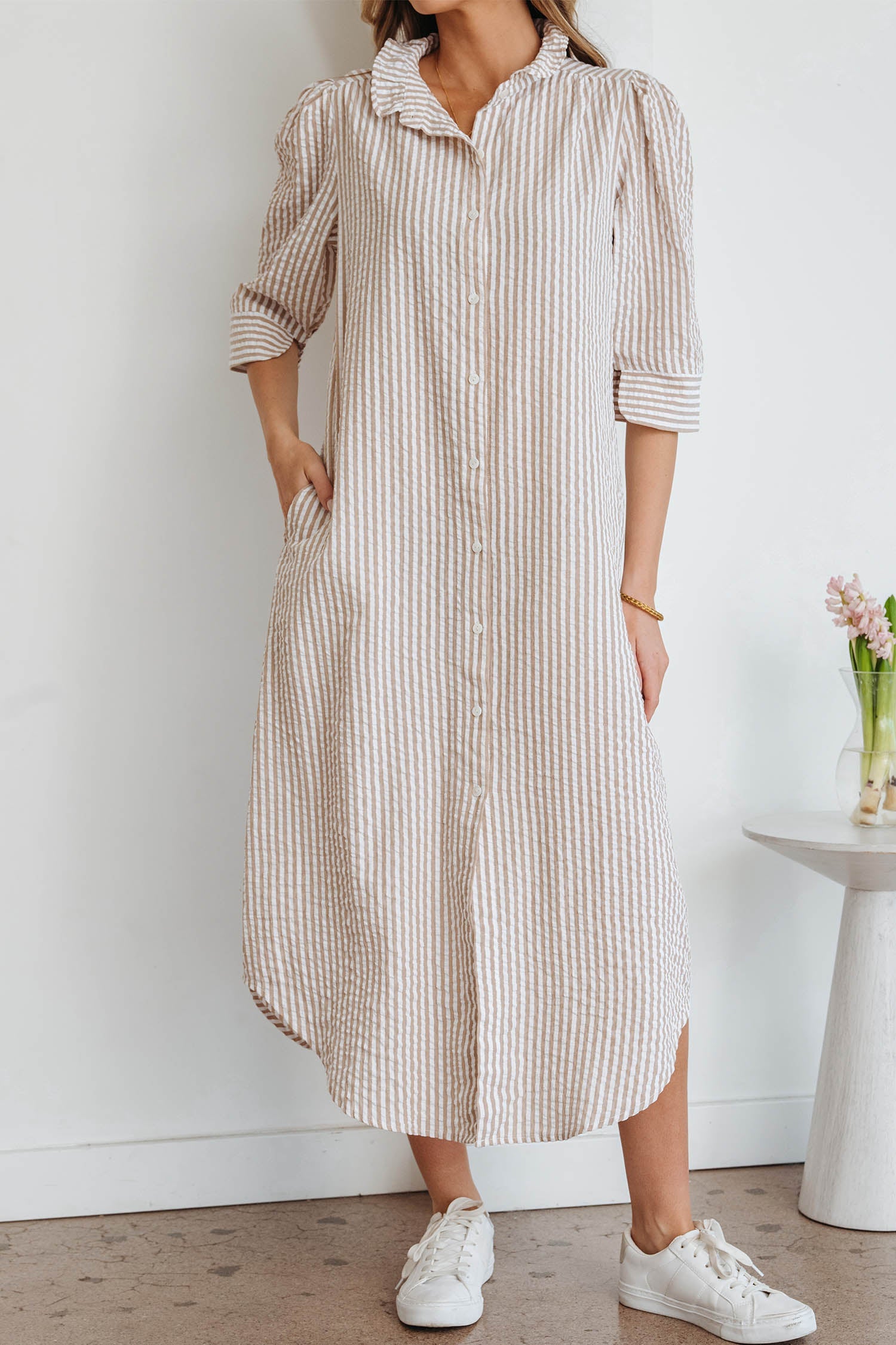Winona Collar Half Sleeve Shirt Dress for Effortless Chic