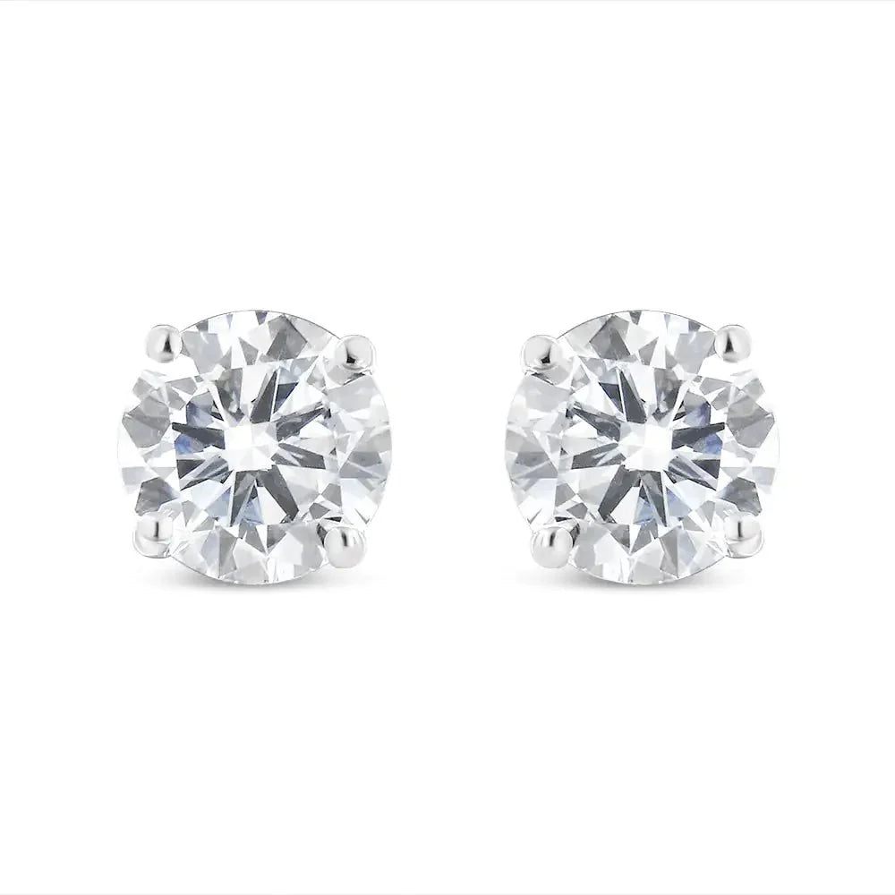 14k White Gold 1ct. TDW Solitaire Diamond Stud Earrings (I-J,I2)