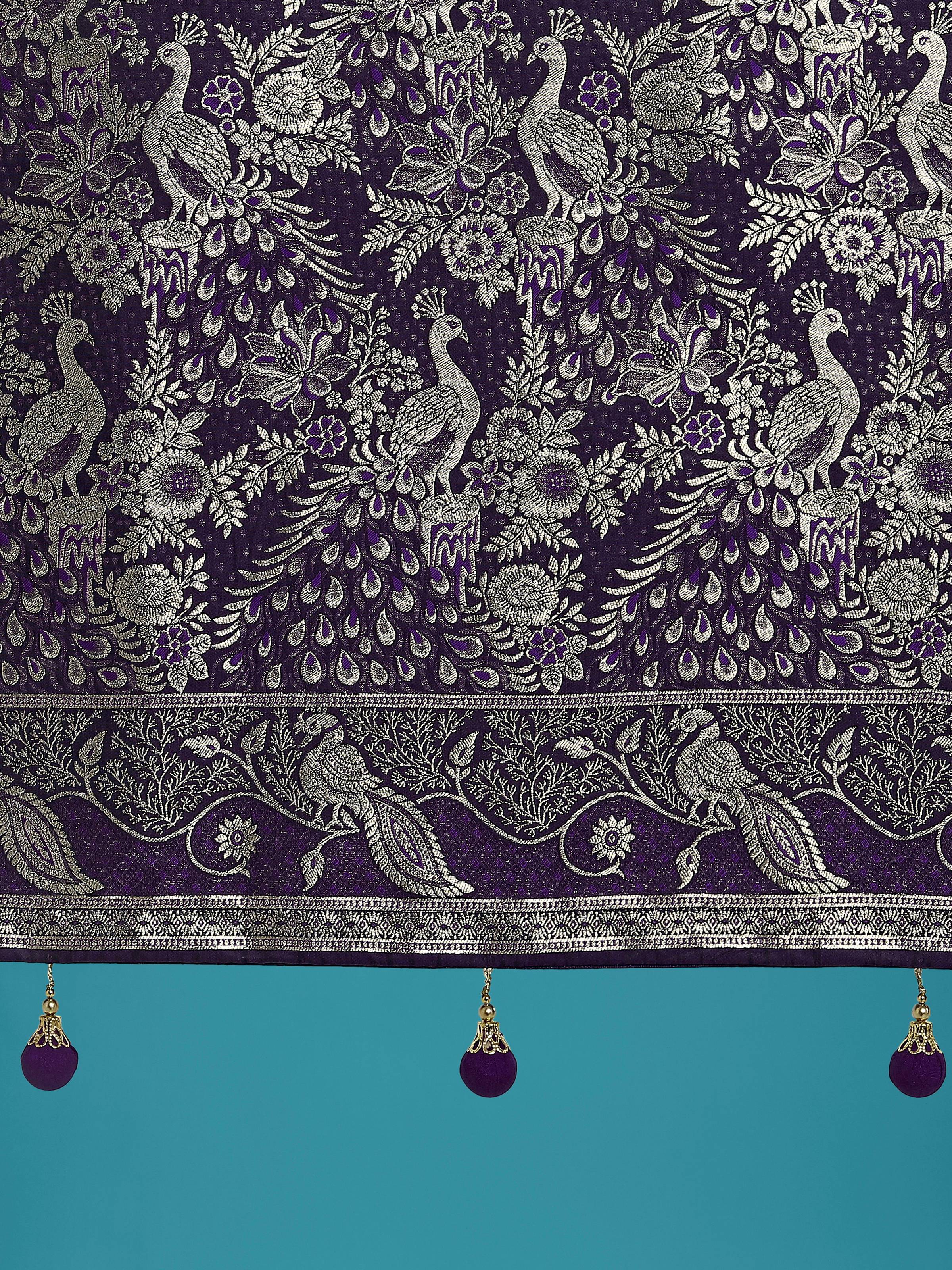 Traditional Purple Zari Woven Banarasi Satin Silk Saree