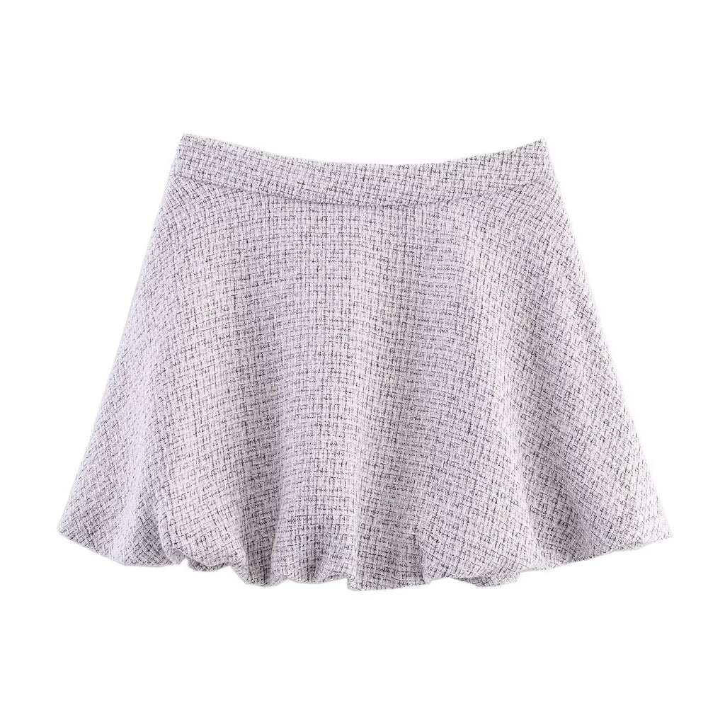 Women Clothing Tweed Sleeveless Vest Half Length Skirt Outfit