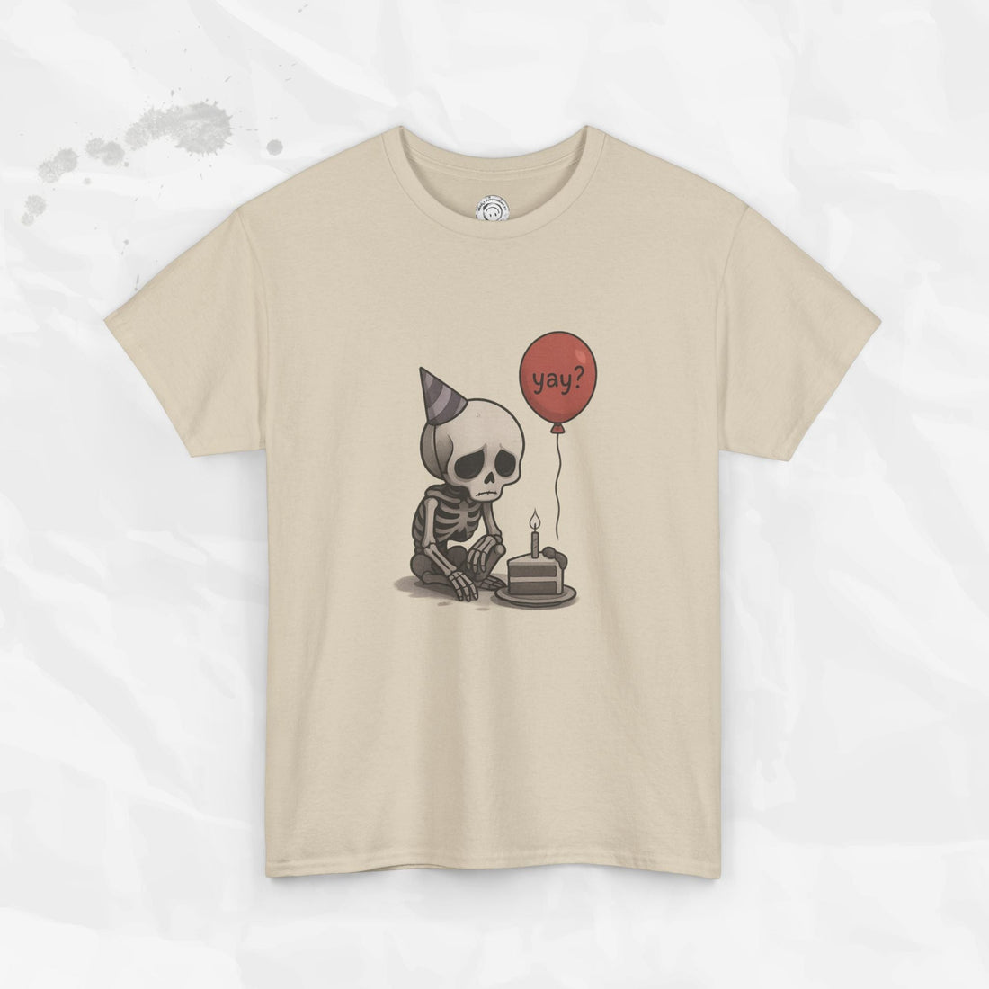 Yay? Skeleton Birthday Graphic T-Shirt - Available in Grey and Red - Image 4