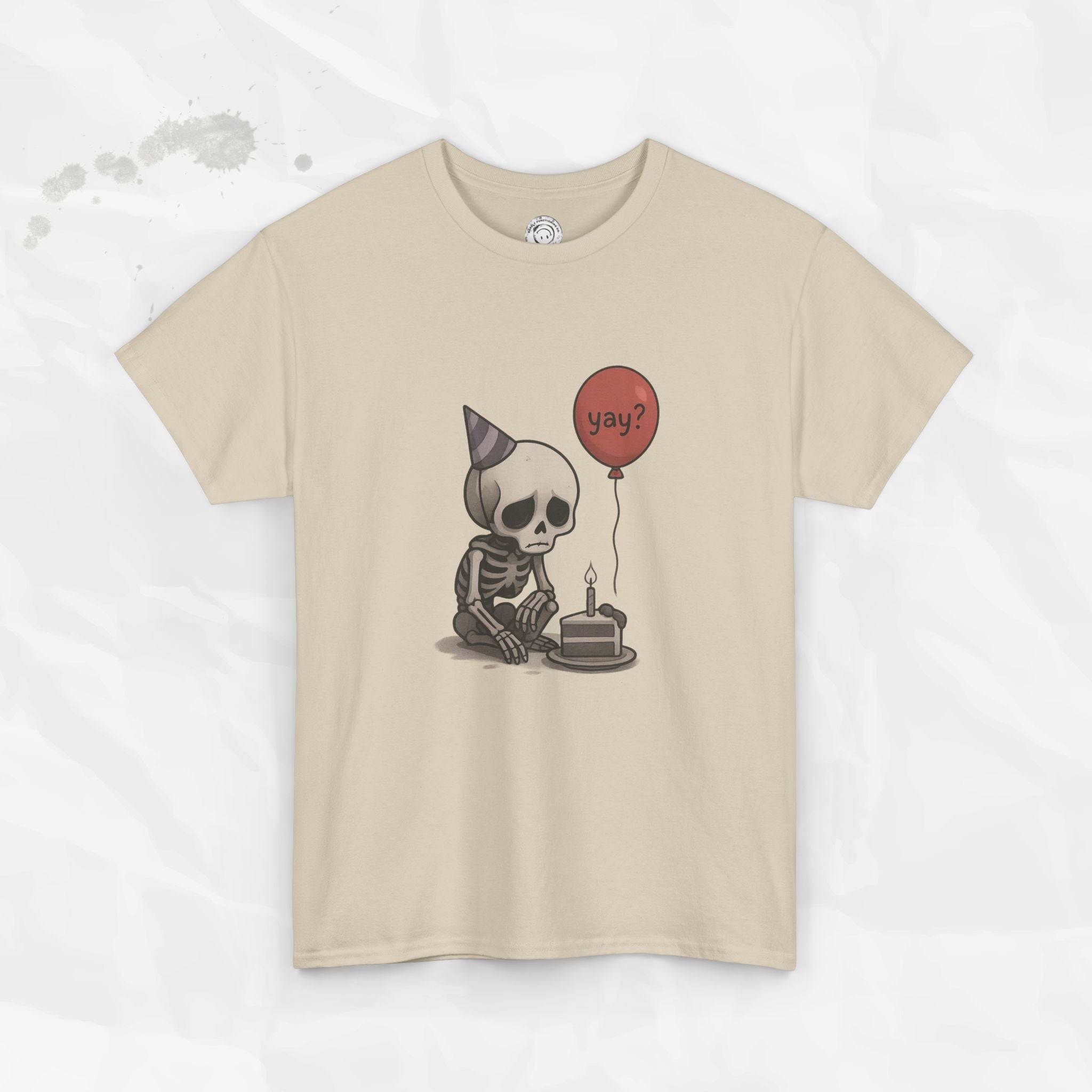 Yay? Skeleton Birthday Graphic T-Shirt - Available in Grey and Red - Image 4
