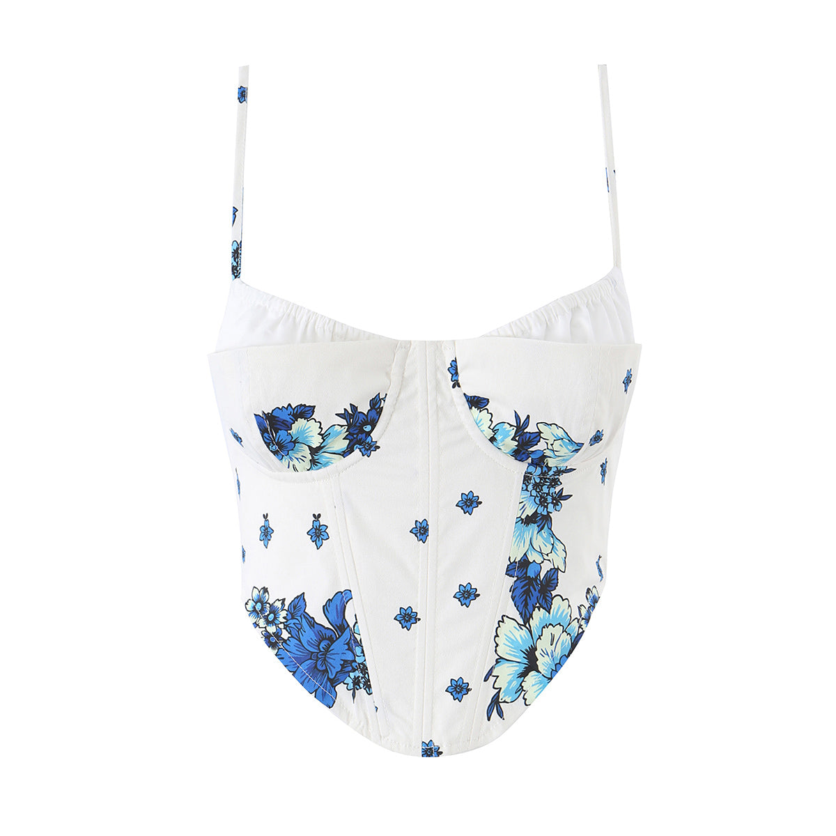 Women Clothing Summer Blue White Porcelain Positioning Printing Top Blue White Porcelain Positioning Printing Trousers