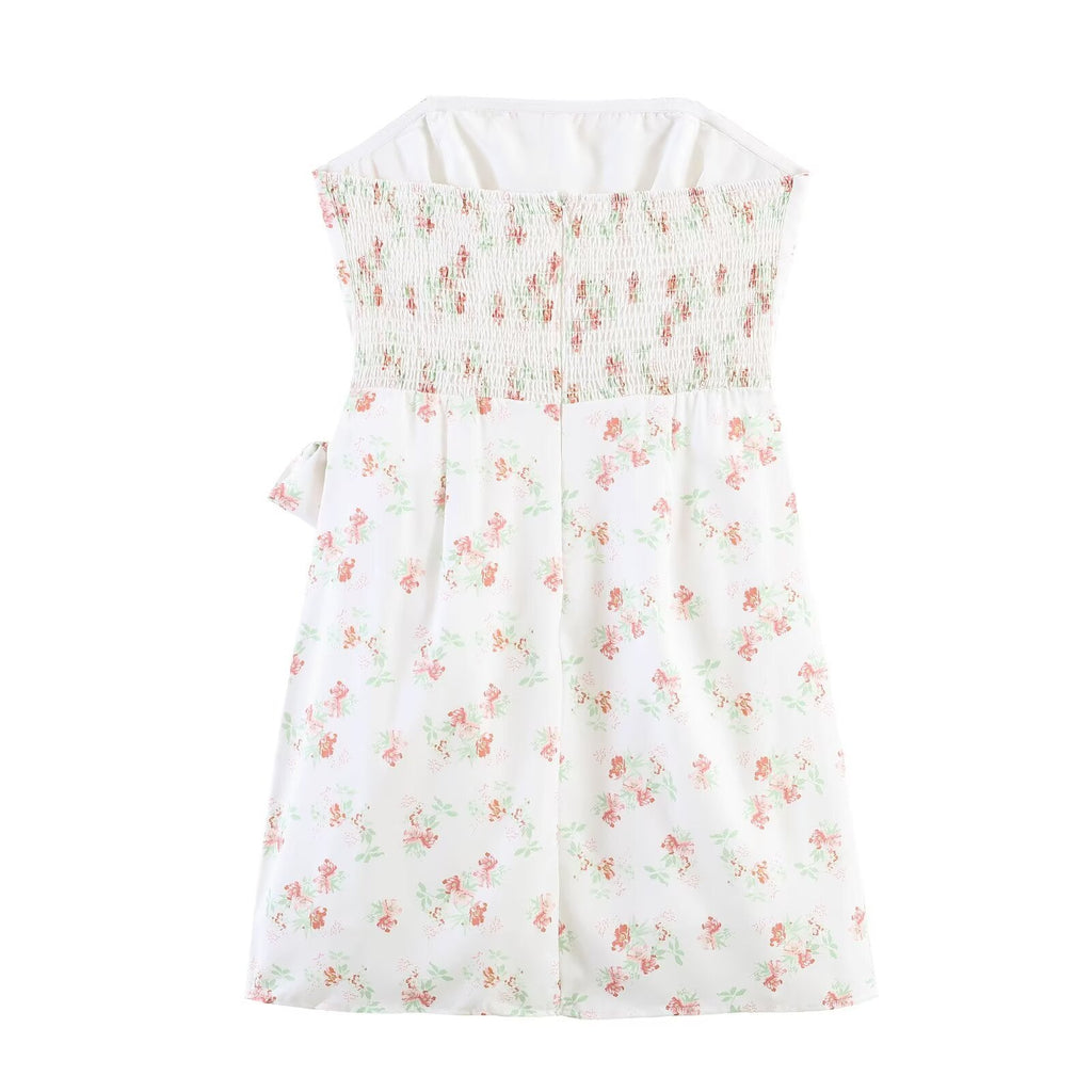 Spring Slim Fit Slimming Wrapped Chest Printed Dress