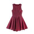 Women All Matching round Neck Sleeveless Wide Swing Short Midi Dress