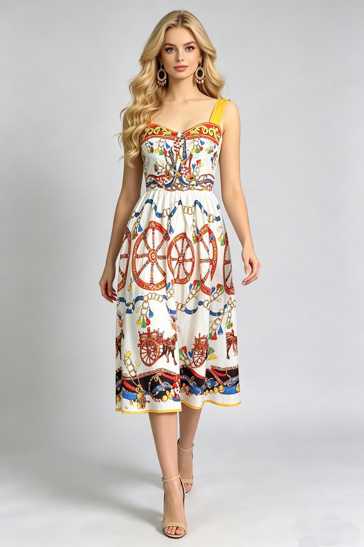Women Summer Printed Sleeveless A Line Dress