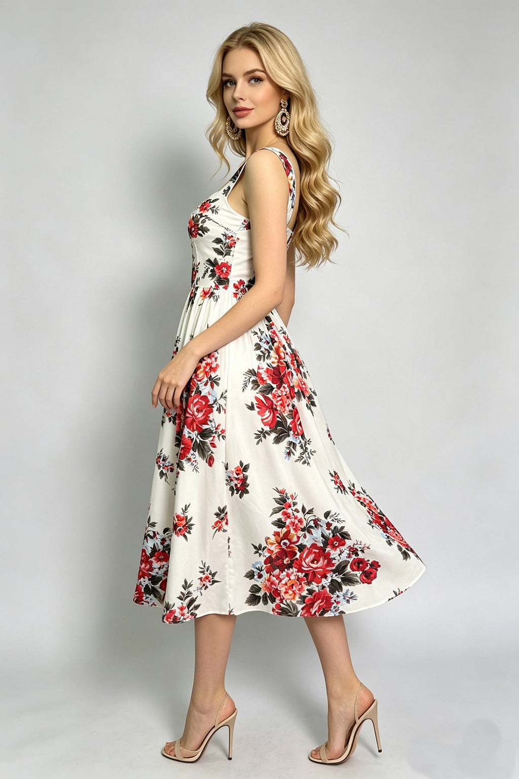 Women Summer Sleeveless Printed A Line Dress