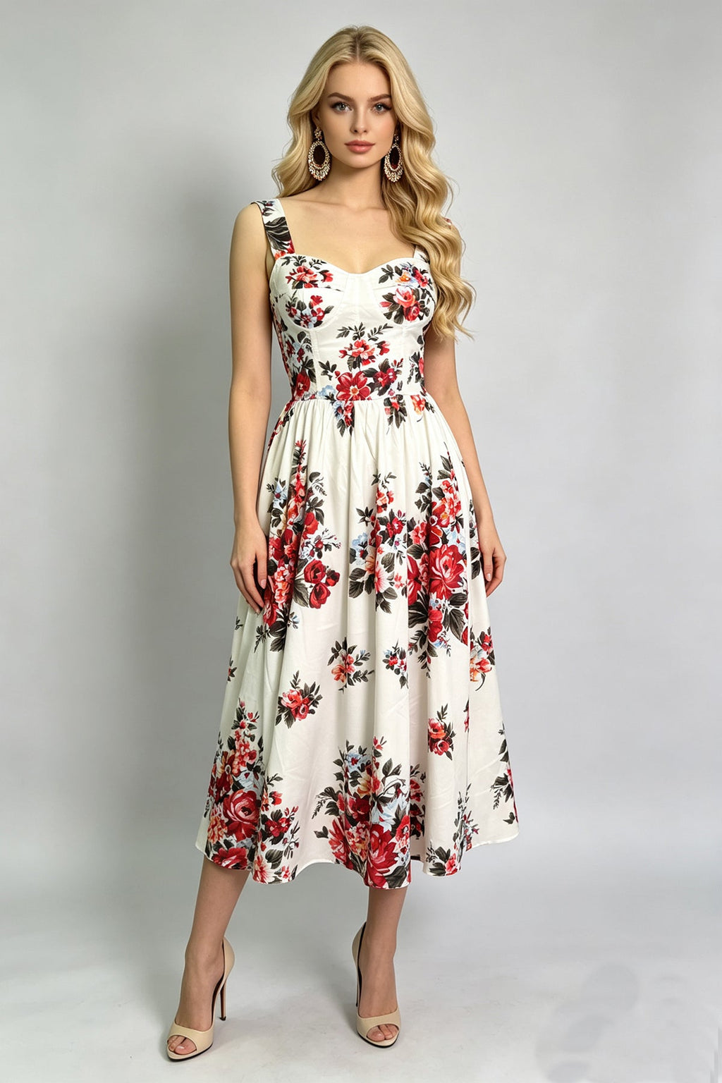 Women Summer Sleeveless Printed A Line Dress