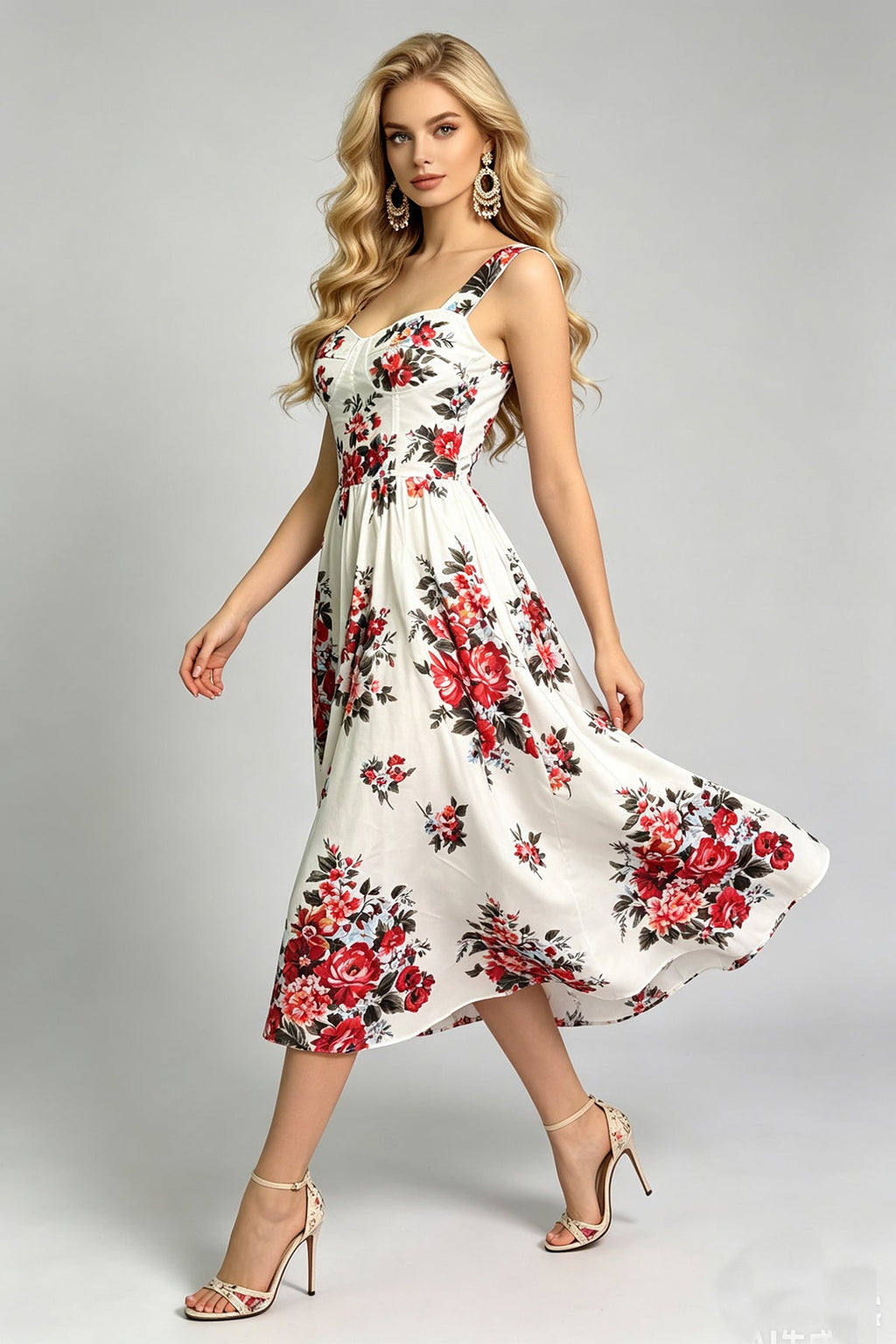 Women Summer Sleeveless Printed A Line Dress