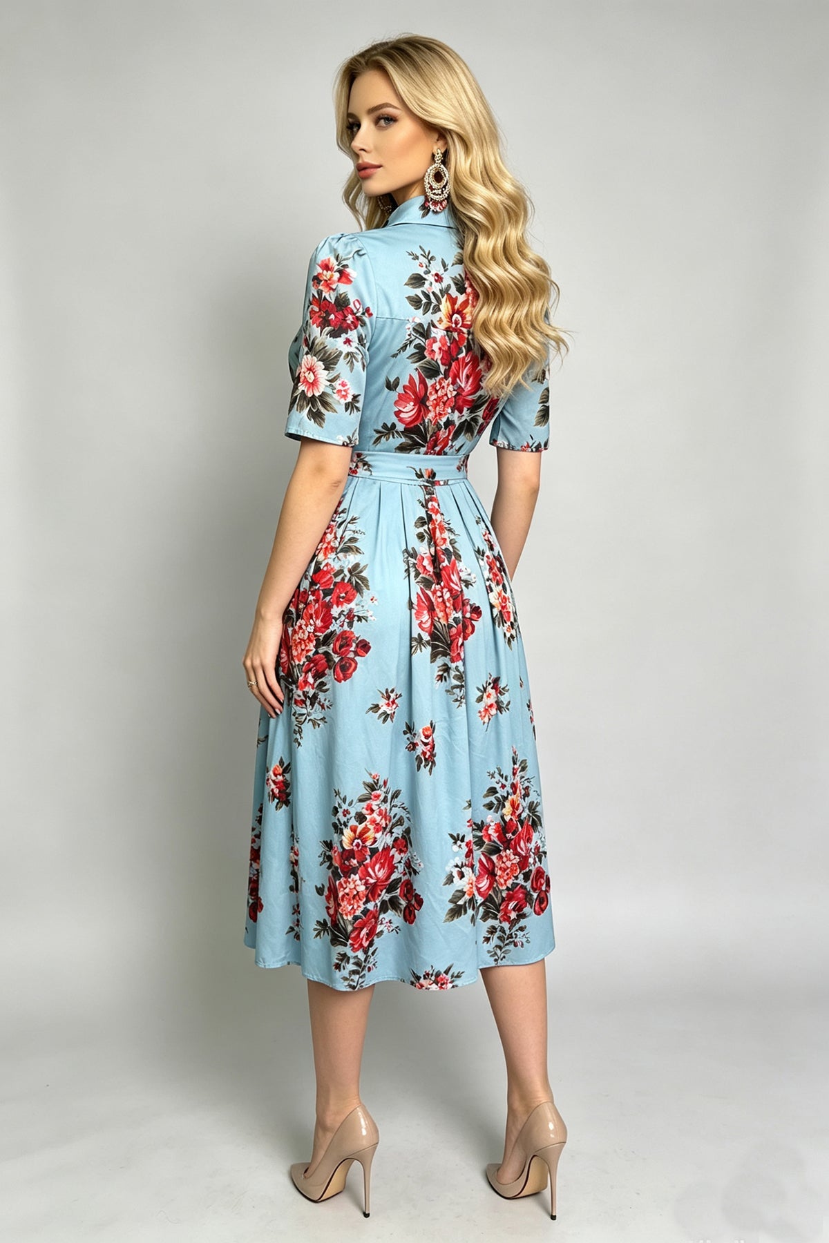 Women Summer Printed ShirtA Line Dress