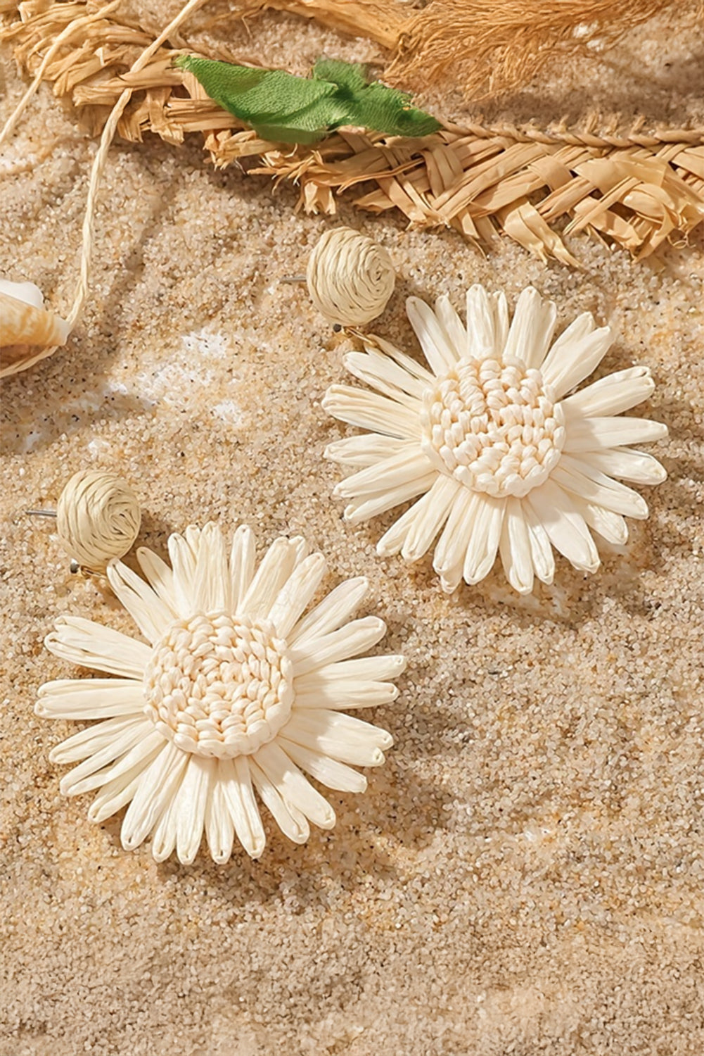 White Boho Flower Drop Earrings | Lightweight Floral Design
