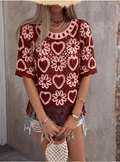 Women's Boho Crochet Open Work Fringed Pullover Summer Sweater