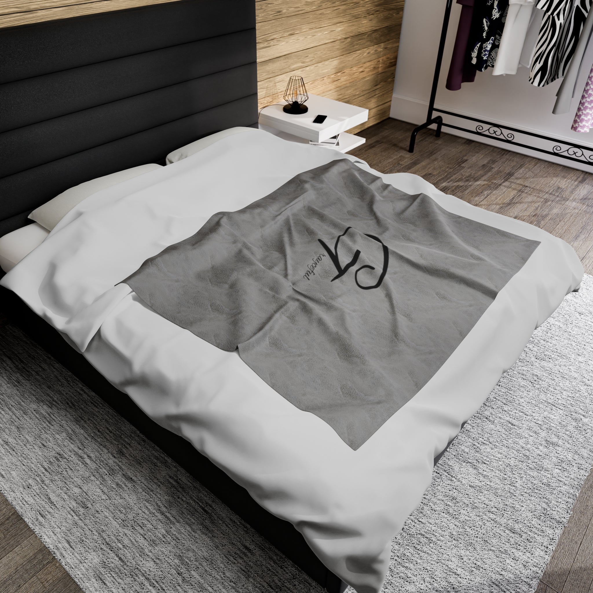 Velveteen Plush Throw Blanket - Minimalist Modern Neutral Decor