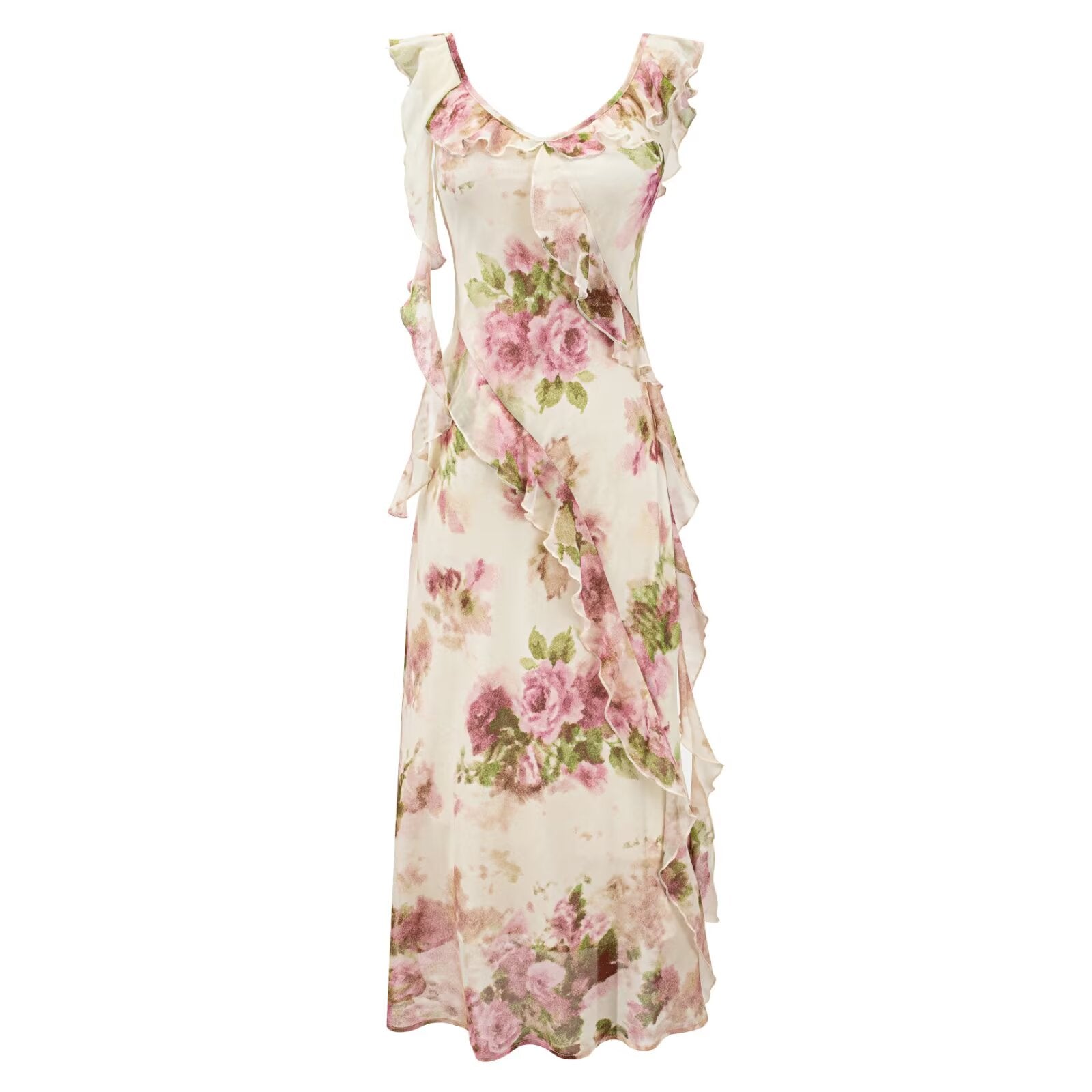 Women Clothing Summer Huayang Floral Sea V neck Lace up Backless Strap Dress Lace Dress