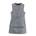 Fall Simple with Belt False Two Piece Set Crepe Dress