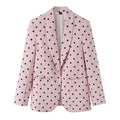Women Clothing Summer Minimalist Quality Elegant Polka Dot Non Buckle Blazer