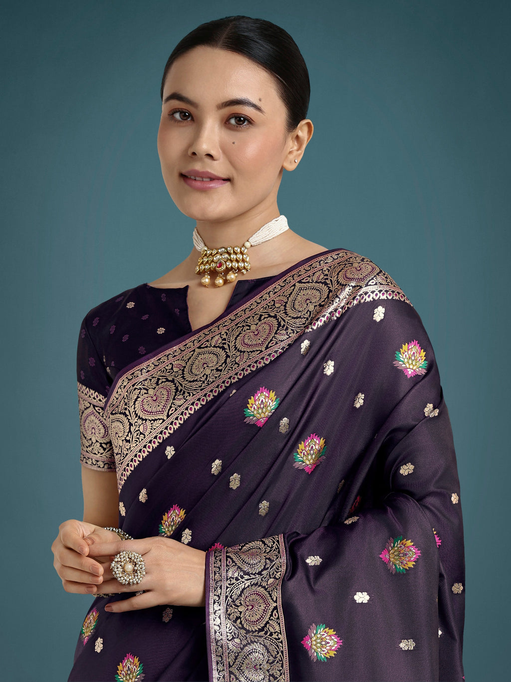 Monjolika Fashion Purple Charming Soft Banarasi Zari Woven Designer Satin Silk Saree With Lovely Blouse Piece