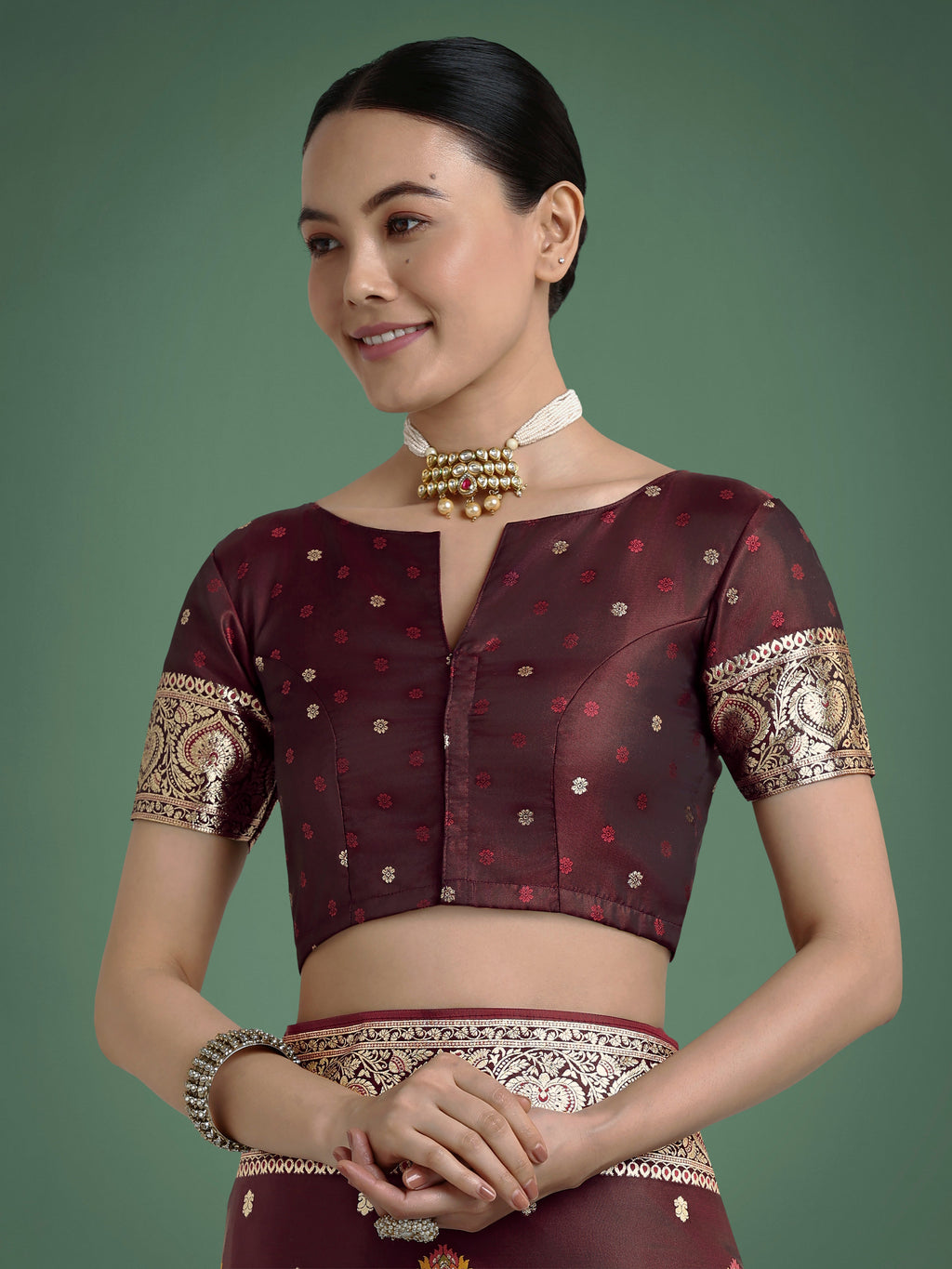 Maroon Soft Banarasi Zari Woven Satin Silk Saree with Blouse