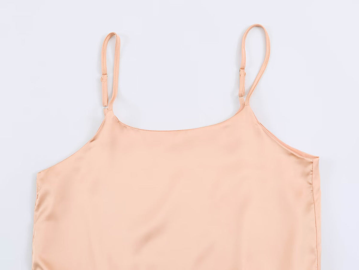 Women Clothing Summer Lace Silk Satin Texture Underwear Strap Dress