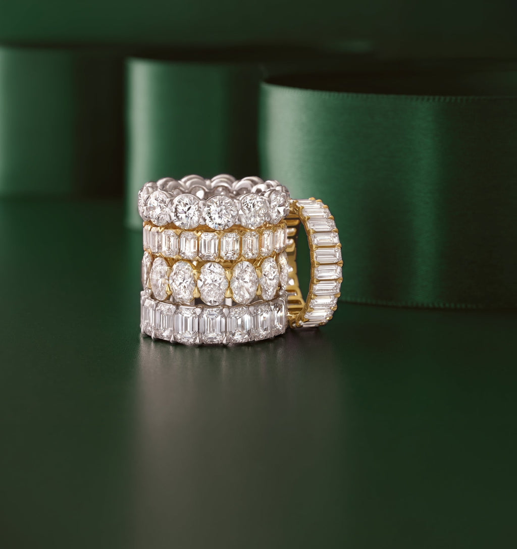 Lumière Infinie 14K Yellow Gold 4 3/4 CTW Lab Grown Baguette Diamond Low-Profile Eternity Band