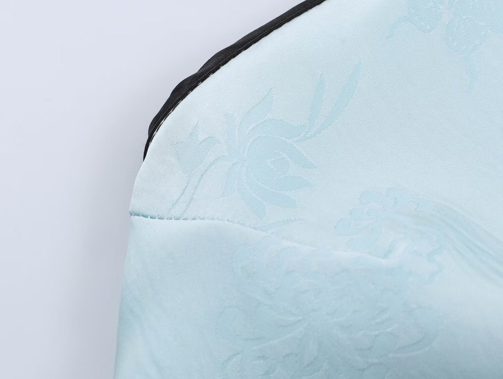 Women Clothing Cold Feeling Dark Pattern Jacquard Halter Improved Cheongsam Long Slimming Dress