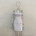 Summer New Sling off Neck Mesh Sexy Nightclub Sheath Dress