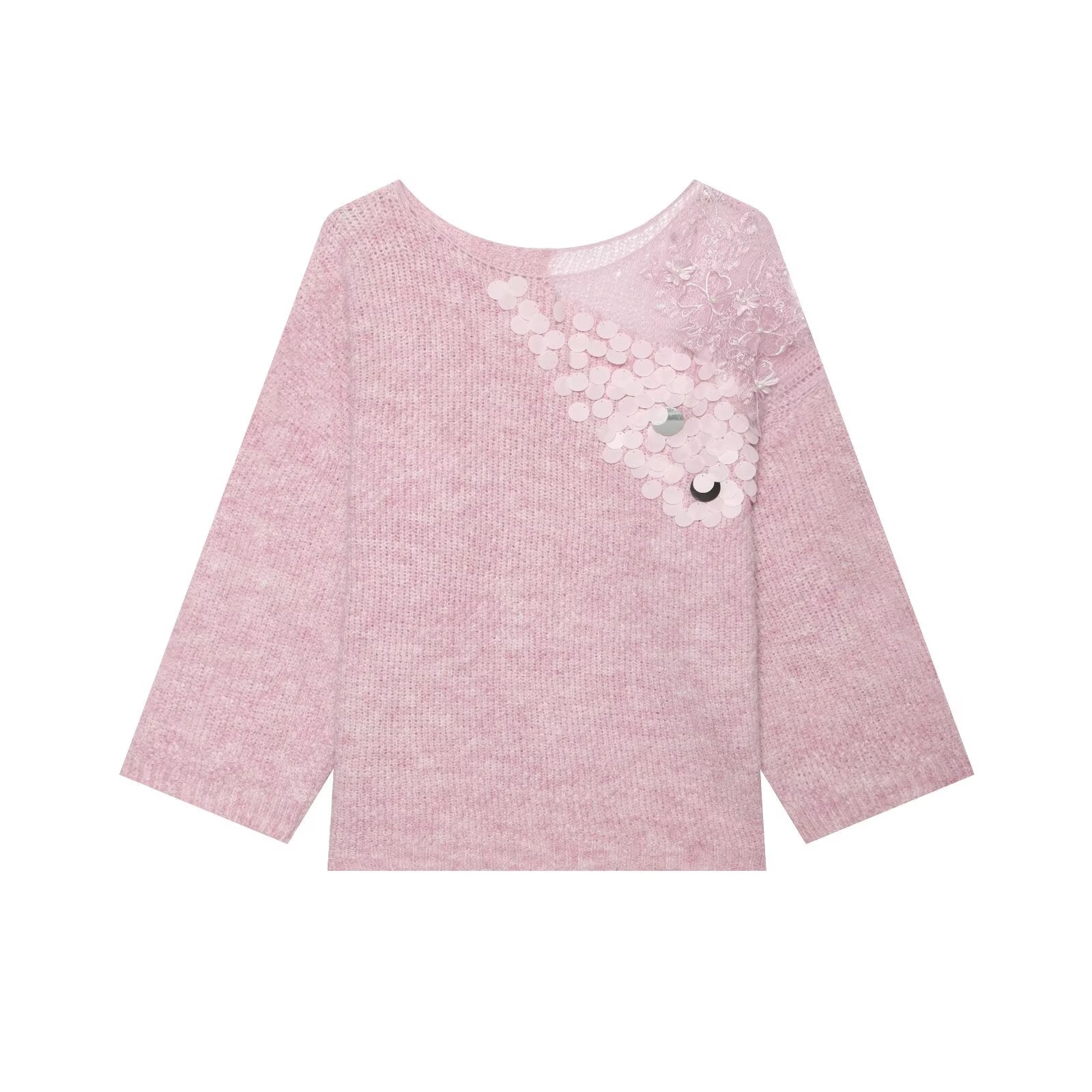 Women Clothing Summer French Gentle Handmade Sequin Accessories Sweater