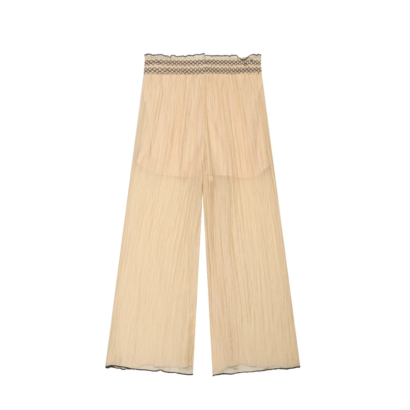 Women Clothing Color Contrast Stitching Vest Top Wide Leg Pant Sets
