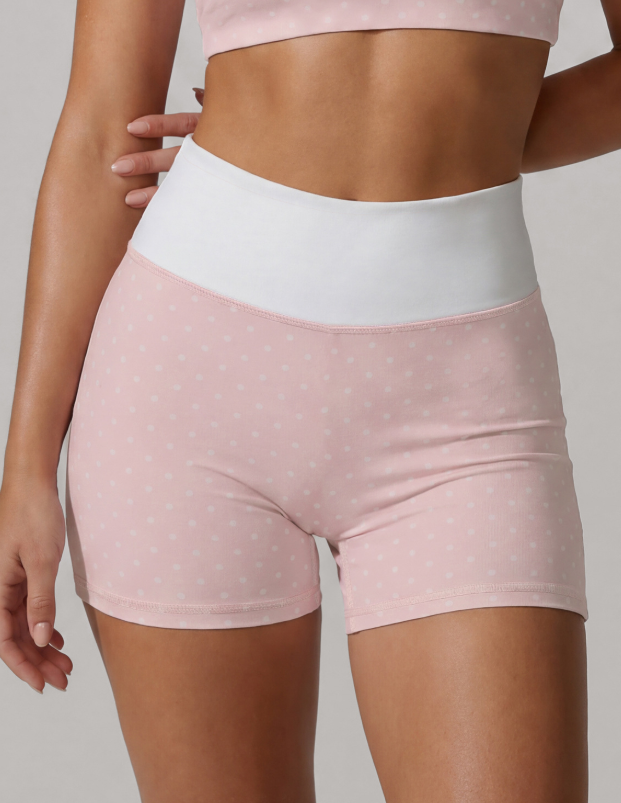 Summer Contrast Color Polka Dot Peach Hip Raise Yoga Sports Shorts Women High Strength Fitness Shorts Training Yoga Running