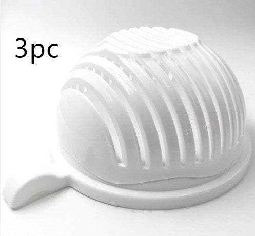 Modern Salad Cutter Bowl - 20cm Functional Kitchen Tool, Green/White