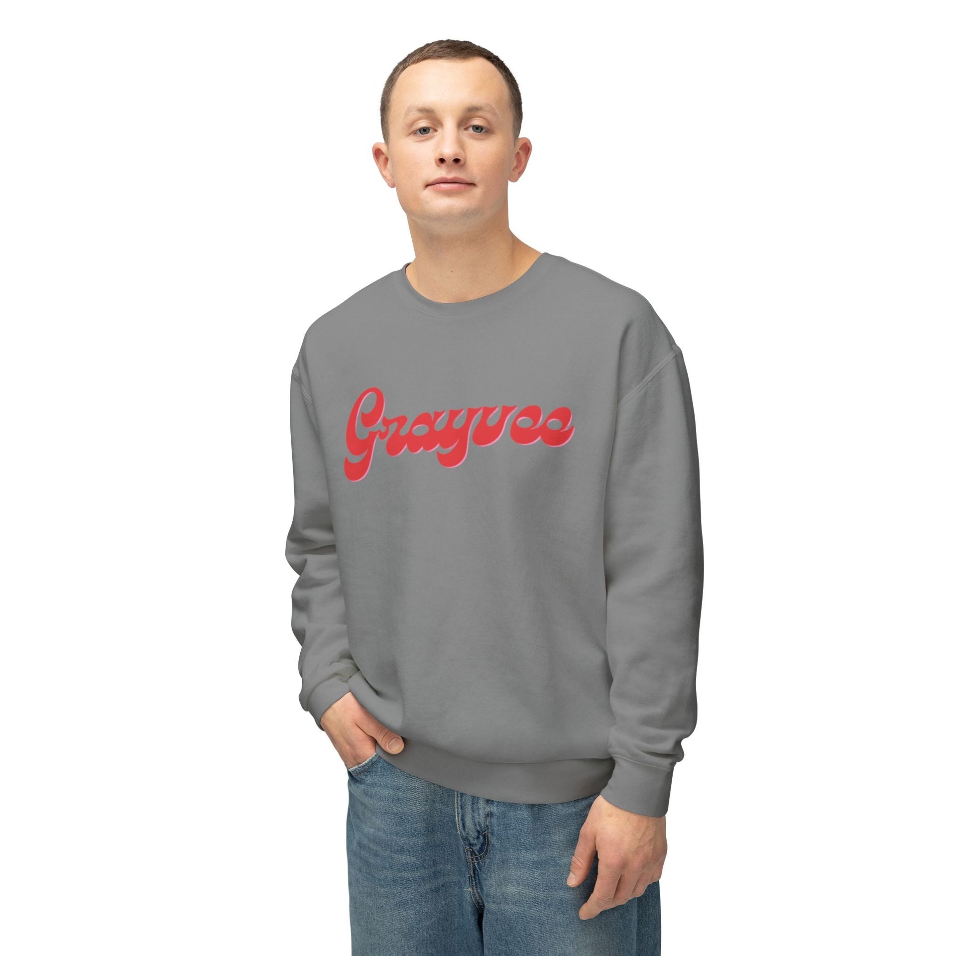 Unisex Lightweight Crewneck Sweatshirt in Charcoal and Cream