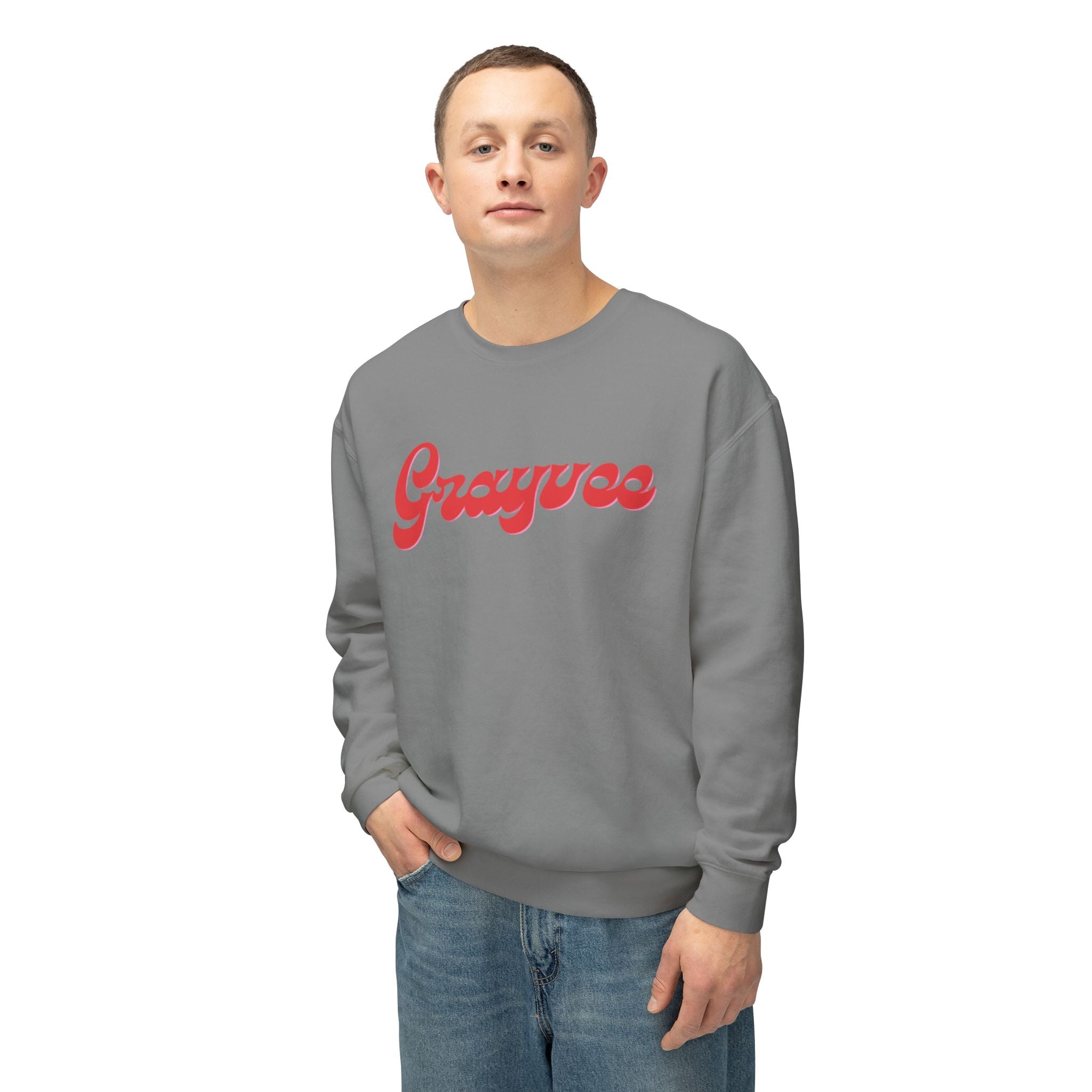 Unisex Lightweight Crewneck Sweatshirt in Charcoal and Cream