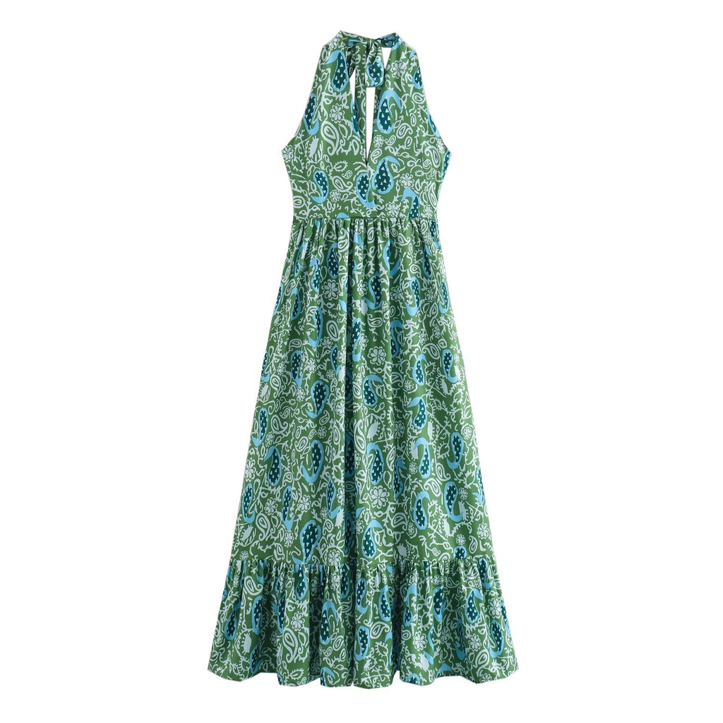 Women Clothing Summer Floral Print Halter Dress