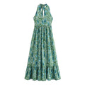 Women Clothing Summer Floral Print Halter Dress