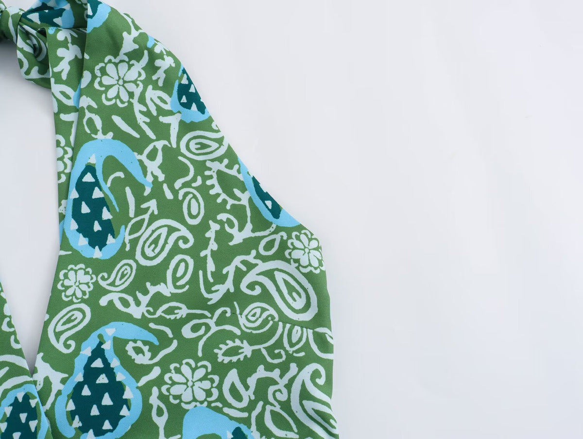 Women Clothing Summer Floral Print Halter Dress