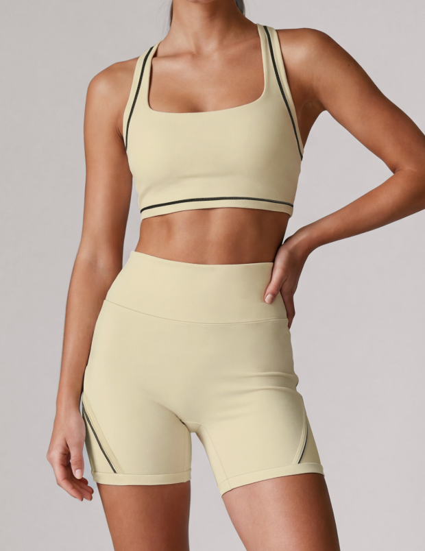Color Block Halter Neck Fitness Two Piece Sets Sport Waistcoat Women Yoga Bum Lift Shorts Pilates Training Top Summer