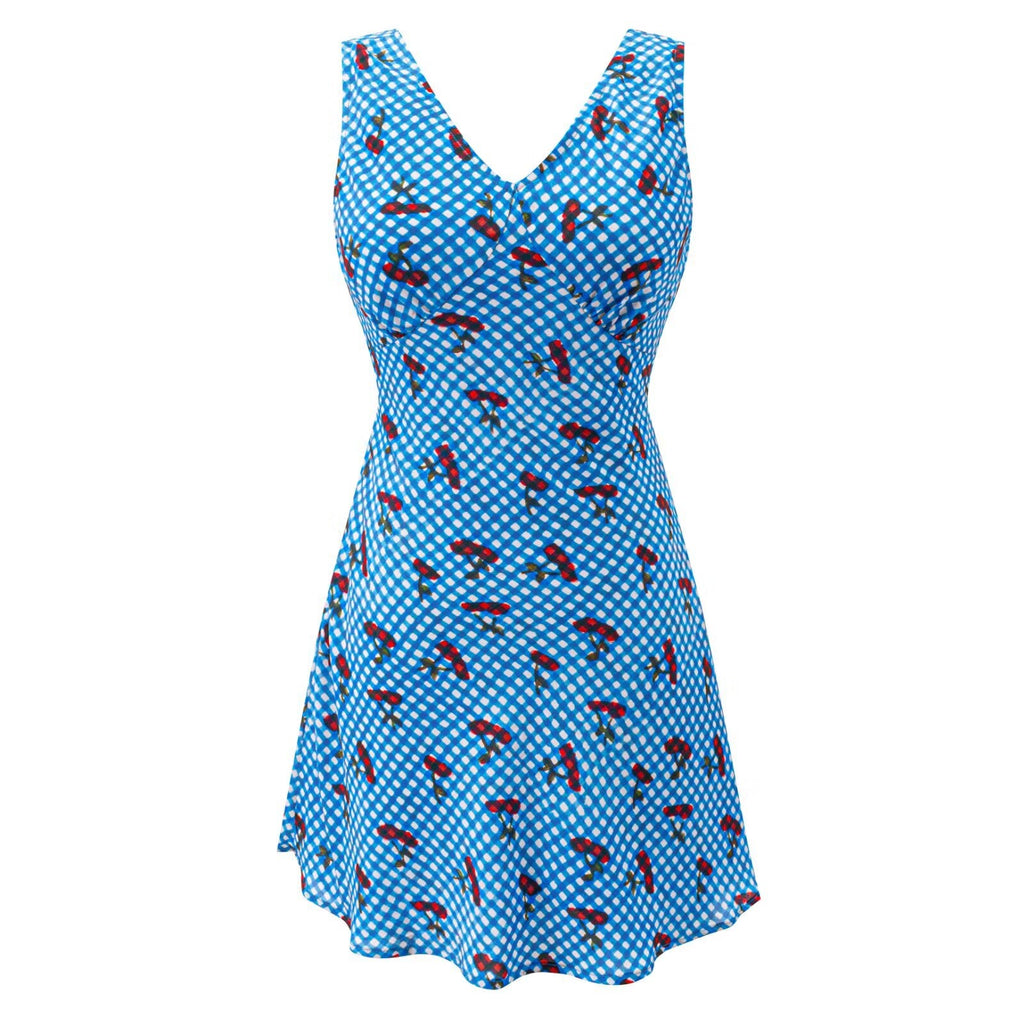 Summer Women Clothing Sexy Pattern Printed Short Dress Slim Sleeveless V neck Dress