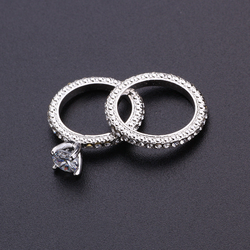 Sanjie Cross-Border Popular Accessories Temu Hot-Selling Couple Rings European And American Fashion Women's Rings Zircon Rings