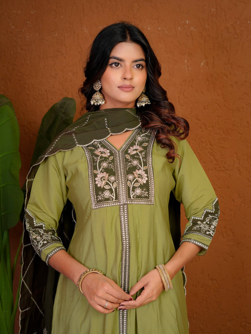 Pista Roman Silk Kurta Palazzo Set with Multi-Thread Embroidery