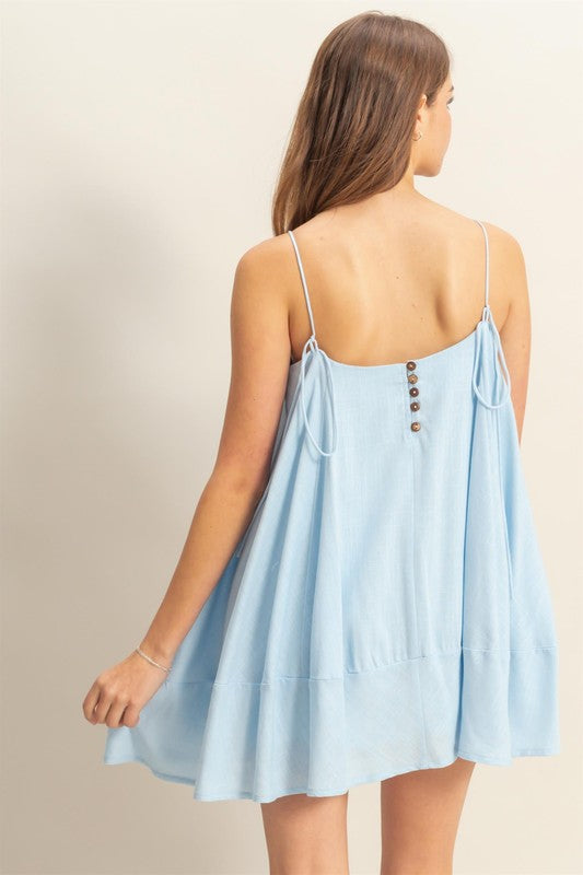 A-Line Flowy Mini Cami Dress with Pockets