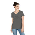 Women's V-Neck Cotton T-Shirt with 3 Hearts Print